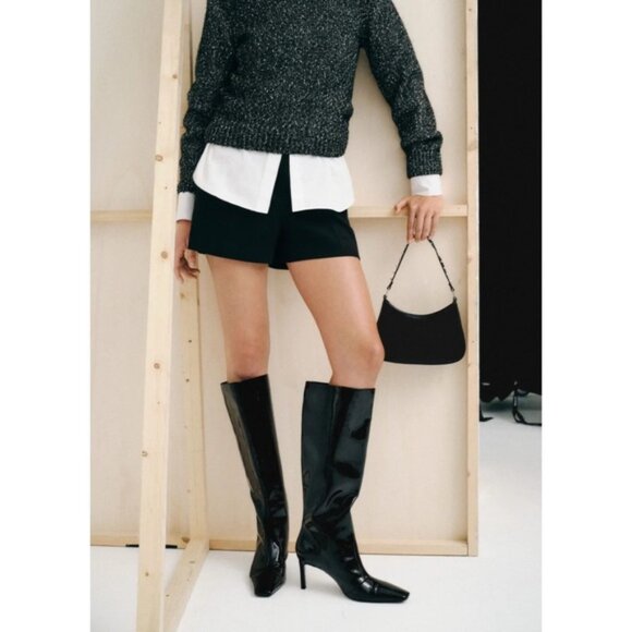 MANGO Aqua Patent Leather Knee Length Boots - Picture 4 of 16